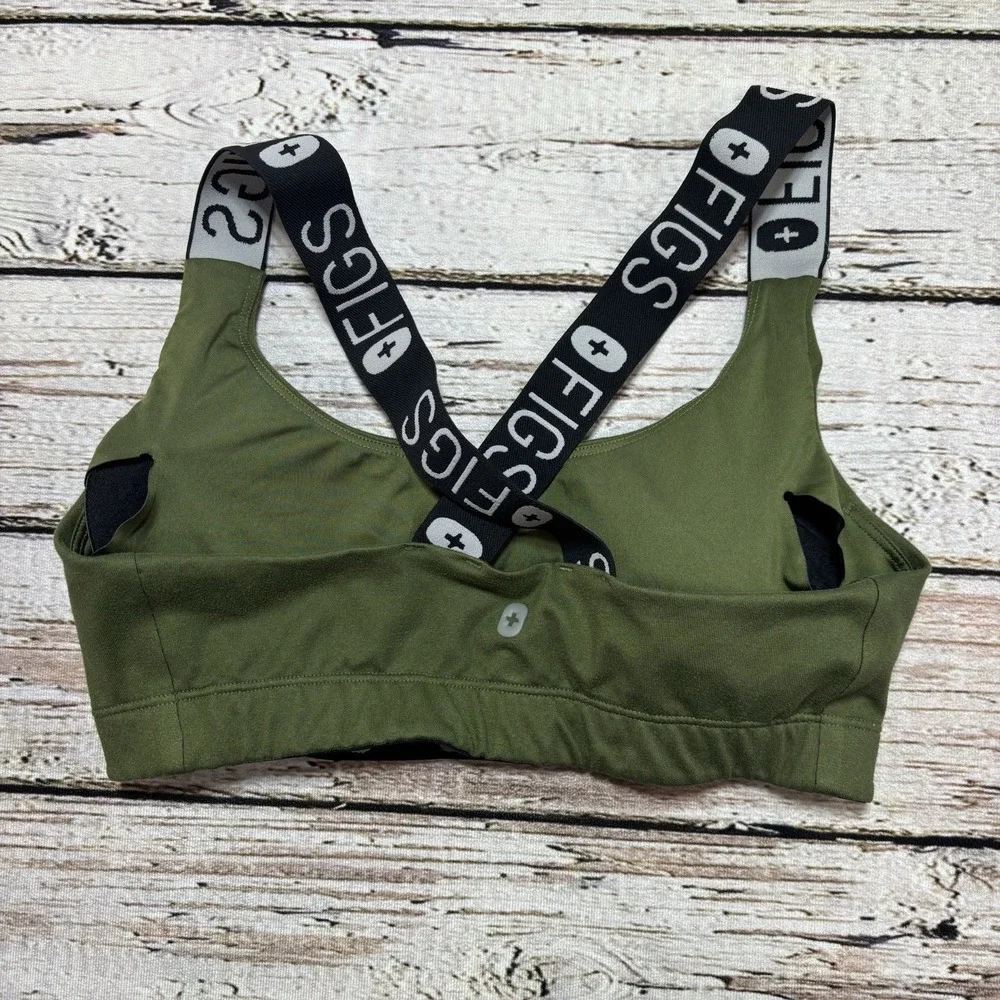 Figs Sports Bra Womens Medium  Green Performance Underscrub Crossback Logo